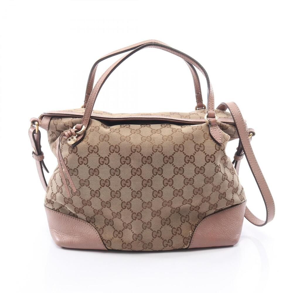 Gucci Bree GG Canvas Handbag Leather Beige Pink